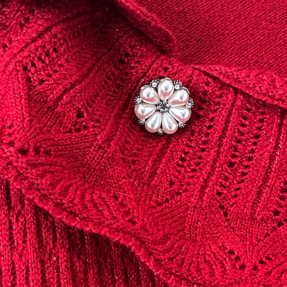 Briggs New York Red Cowl Neck Sweater - Picture 2 of 3